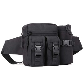 Tactical Belt Bag Sports Belt Bag MOLLE Belt Bag Waterproof for Outdoor Running Travel Hiking Cycling Climbing Belt Bag, Black (black#2), MOLLE belt bag