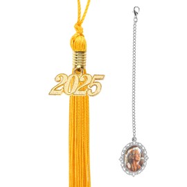 Penta Angel Foto-Charm-Quaste mit 2025er-Quaste zum Abschluss, personalisierbar, Gedenkabschluss, Dekoration für Absolventen, Mütze, Party, Zeremonie, Souvenir, Geschenke (Gold)