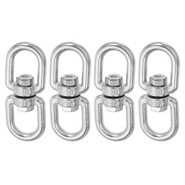 MECCANIXITY Heavy Duty M6 Double Swivel Eye Hook, 304 Stainless Steel Ended Eye to Eye Chain Swivel Shackle Ring Connector Load 200 KG/440 lbs for Hanging, Pack of 4