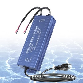 SUCIKORIO 12V 200W LED Power Supply IP67, Ultra Slim LED Transformer 100-265V AC to 12V DC 16.6A Quiet Low Volt LED Driver Constant Voltage Driver Adapter for Indoor & Outdoor Use