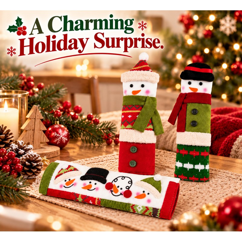 Christmas Snowman Refrigerator Handle Covers for Holiday Decorating – Plush