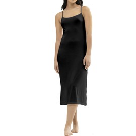 BestSale247 Women's Sexy Underdress with Adjustable Straps Underskirts Nightdress Sleepwear, Black (black long)