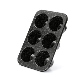 Monfish Jumbo muffin pan 6 Cup, deep muffin pan extra large cupcake tin black granite finish carbon steel baking pan 3.5dia x3 inch cup