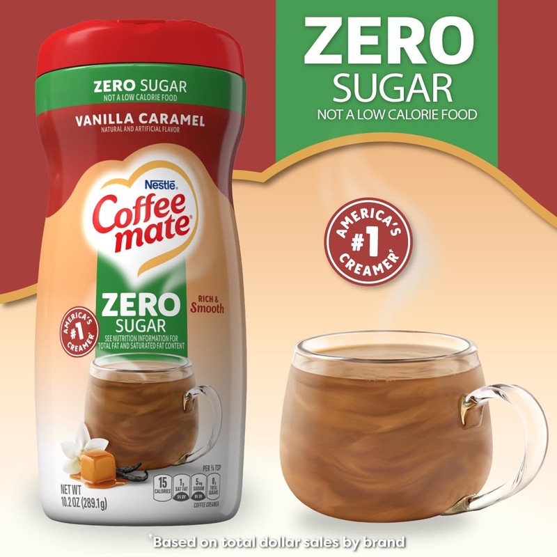 Coffee-mate Vanilla Caramel, Zero Sugar Powdered Coffee Creamer, 10.2 Ounce
