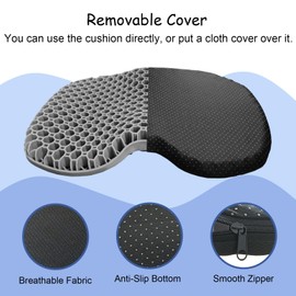NEW-Vi Anti-Slip Kayak Seat Cushion - Waterproof Thicken Gel Boat Kayak Canoe Rowing Stadium Pad for Sit in Kayak Chair Kayak Accessories Equipment Gear for Fishing Kayak (Black+Grey)
