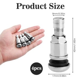 Pack of 4 Metal Valves for Alloy Wheels, 11.3 mm Car Tyre Valve, Universal Rim Valves, Silver Tyre Valve, Metal Car Tyre Valve, Robust, Durable, Valves, Suitable for Car, Motorcycle