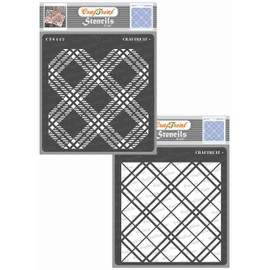 CrafTreat Buffalo Plaid Stencils for Painting on Wood, Wall, Tile, Canvas, Fabric and Floor - 2 Step Plaid Stencil - 2 Pcs - 6x6 Inches Each - Reusable DIY Craft Stencils Patterns for Painting
