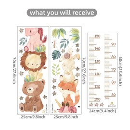 LICHUANUK Children's Height Chart Wall Sticker Height Chart Child Forest Animals Wall Sticker Removable DIY Wall Picture Wall Sticker for Children's Brick Decoration (Animal Lion)