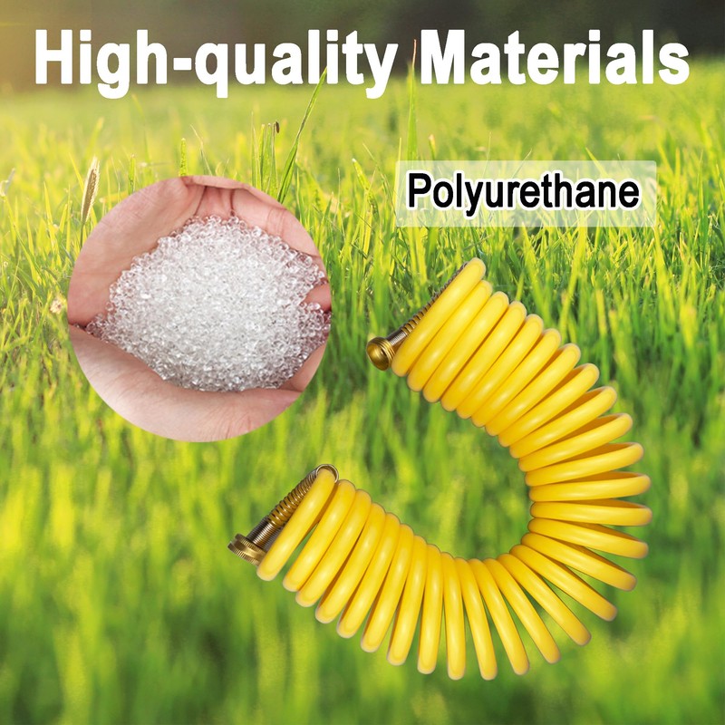 Darnassus Heavy-duty PU Coil Hose, Self-Coiling Garden Hose with Solid