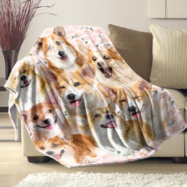 Welsh Corgi Dog Fleece Blanket,Super Soft Dogs Flannel Blanket Throw,Welsh Corgi Gift for Women Kid Girls,Gift for Dog Lover,Dog Mom Gift,50"x60"