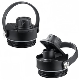 Lid for Yeti Rambler 18 26 36 46 64 oz, Lids with Flex Handle, Replacement Screw Top for Yeti Jr12 oz18oz 26oz 36oz 64oz Rambler Water Bottle Accessories, Chug Spout Cap, Black-2 Pack