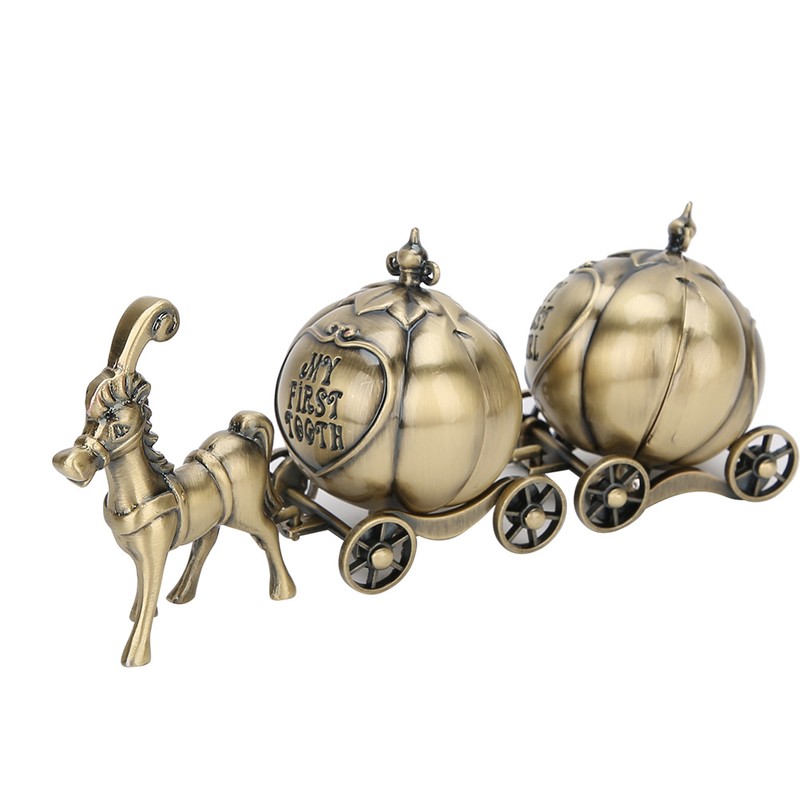 Tooth Collection Box Metal Pumpkin Carriage Shape Exquisite Vintage Craft
