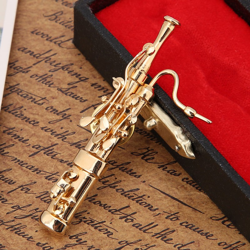 Gold Plating Copper Bassoon Musical Instrument Bassoon Brooch Pin with