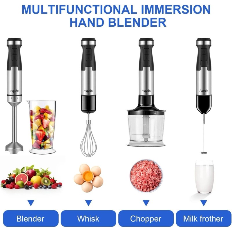 Aquox Handheld Blender Set 1500W, 5 in 1& 20 Speeds