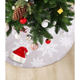 TIDEVAN Large Christmas Tree Skirts, 122 cm Christmas Tree Blanket, Round Plush Christmas Tree Blanket, Thick Knitted Double-Sided Christmas Tree Blanket, Home Christmas Party Christmas Tree