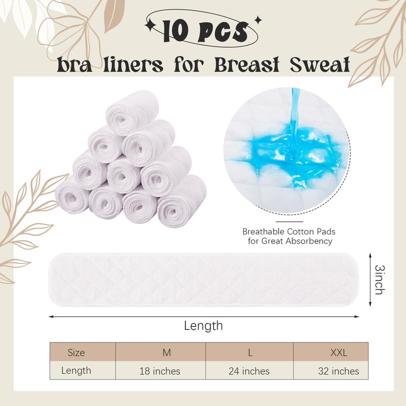 SATINIOR 10 Pcs Cotton Bra Liners Rectangle Under Bra Pads