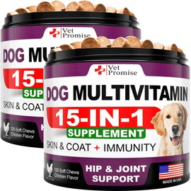 Vet Promise 2 Pack Dog Multivitamin Chewable with Glucosamine Vitamins for Dogs 240 Chews