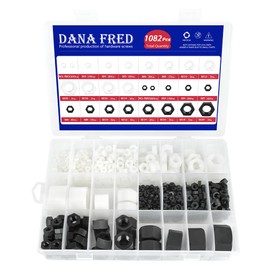 M2-M20 Black White Nylon Hex Nut Assortment Kit Metric Thread Hexagon Nut,1082pcs Nylon Hardware Nuts Set,Nuts for Plastic Screw Standoff Spacer for PCB Board M2M2.5M3M4M5M6M8M10M12M14M16M18M20
