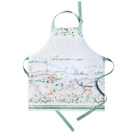 Maison d' Hermine Apron for women with Pocket 100% Cotton 85 cm x 70 cm 1 Piece Adjustable Neck Strap & long ties Apron Men, Chef, Wedding, Cooking, Gardening, Server (Snowy World)