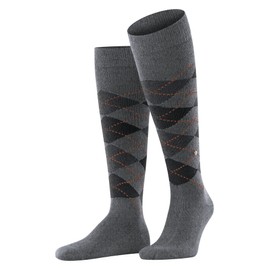 Burlington Men's Preston Knee Socks Soft Material Men's Knee Socks Reinforced with Flat Seam for Pressure-free Toe Fashionable with Argyle 1 Pair, Grey (light grey 3400)