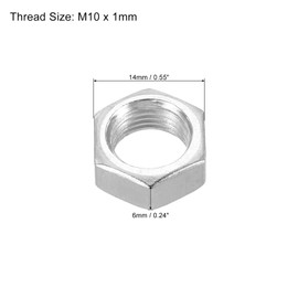 PATIKIL M10 x 1.0 Steel Hex Nuts 30pcs Metric Thread Zinc Plated Hardware Nut Screw Bolt Fastener 6mm Height