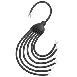 SinLoon 2 Wire 1 to 6 Splitter Pigtail Cable Outdoor LED Connector Splitter 17AWG Pre-tinned Pigtail Extension Cable for Indoor/Outdoor LED Strip Lights,80cm/31.5inch (1 to 6 Pigtail)