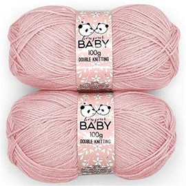 FabFinds Knitting Wool Yarn Chunky Soft Strong Machine Washable (Baby Pastel Double Knitting (2X100g), Pink)