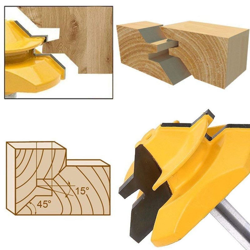 Gasea 3pcs 1/4-Inch Shank 45 Degree Lock Miter Router Bits