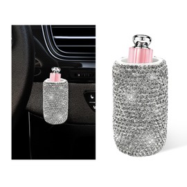 NYTKL Upright Car Lip Balm Holder, Bling Rhinestone Lipstick Organizer Vehicle Lip Balm Holder, Insulating Auto Upright Lip Balm Mount Sparkling Interior Decor for Women Girls (White)