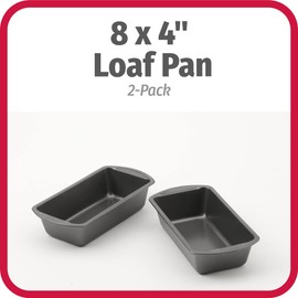 GoodCook Nonstick Loaf Pan 8 x 4-Inch Heavy-Duty Steel Bakeware with Easy-Clean Non-Stick Coating, Oven & Dishwasher Safe Pan for Meatloaf Breads Lasagnas Casseroles & More, Set of 2, Gray