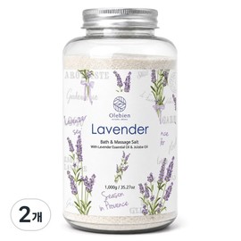 Olevien Lavender Bath and Massage Salt, 2 pieces, 1kg / 올레비엔 라벤더 바스 앤 마사지솔트, 2개, 1kg