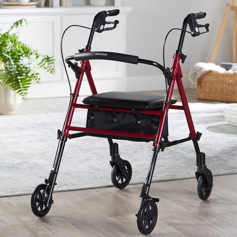 McKesson Lightweight Rollator - Walker with Wheels, Seat, Storage -...