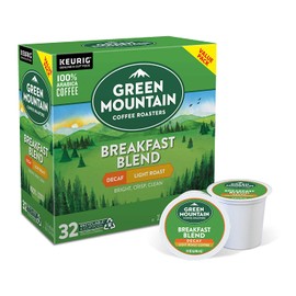 Green Mountain Coffee Roasters Decaf Breakfast Blend , Single-Serve Keurig K-Cup Pods, Light Roast Coffee, 32 Count