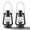 FUWDEO 2-Pack Vintage LED Lanterns with Moving Flame Flickering- 9.5"