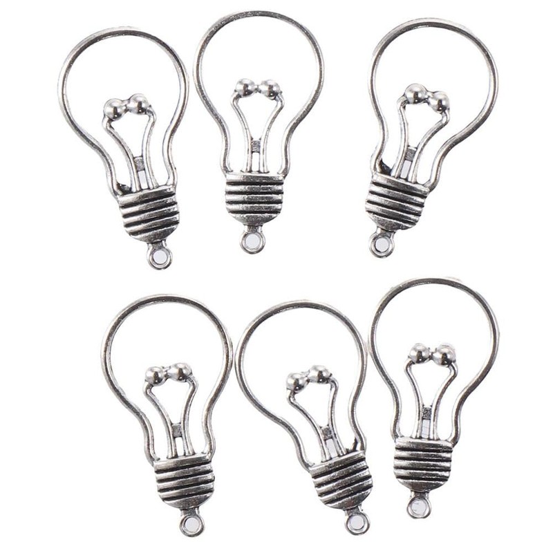 hobbyhub 100Pcs Antique Silver Lamp Light Bulb Charms Pendants for