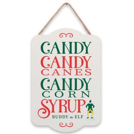 Elf Movie Candy Canes Candy Corn Syrup Hanging Wood Wall Decor - Fun Elf Christmas Decoration for Home