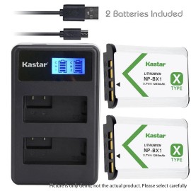 Kastar LCD2 Charger Combo For Sony NP-BX1 Cybershot DSC-HX300 HX400 RX1 RX1R RX1RM2 - Charger + 2 Batteries