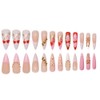 Long Almond Press on Nails Pink Fake Nails with 3D