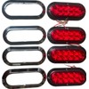 4pcs 6" Oval Chrome Bezel Trailer Truck Red 10 LED