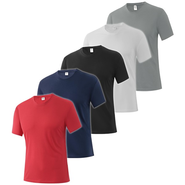 5 Pack Quick Dry Mens T-Shirts Moisture Wicking Athletic Workout