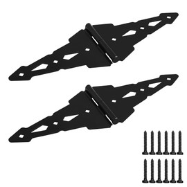 SANKEYTEW 8 Inch Heavy Duty Gate Hinges For Wooden Fences Patios Barn Doors Yard Gates With Screws Black Western Style
