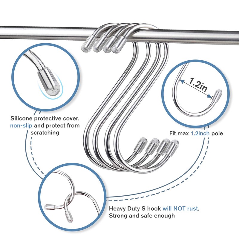 Myfolrena 20 Pack S Hooks for Hanging, 3.4 Inch Metal