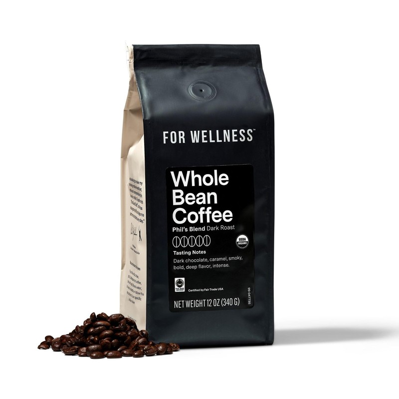 For Wellness Organic Arabica Whole Bean Coffee (12 oz, Medium