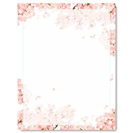 AnyDesign 80 Pack Cherry Blossoms Stationery Letterhead Paper Pink Floral Letter Paper Spring Style Writing Paper Notes Greeting Paper for Wedding Invitation Office Printing Supplies, 8.5 x 11 Inch