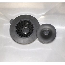 Dependable 2 In 1 Kitchen Sink Strainer With Sink Stopper Cover Silicone and Plastic Black