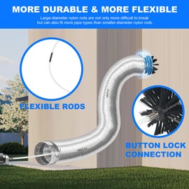 AOGYikang 30 Feet Dryer Vent Cleaning Brush Kit, Multi-Purpose lint Cleaning Brush with 4" and 6" Brush Head, Professional Lint Cleaning Accessories for Chimneys, Ducts, Dryers, Crevices (30FT-A)