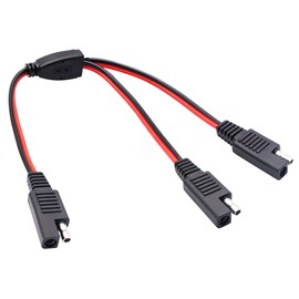 AAOTOKK SAE Y Cable adaptador divisor SAE 1 a 2 SAE DC Power Cable de extensión automotriz de 2 pines de conexión rápida, conector SAE 18AwG Cable para carga de panel solar (30 cm, rojo negro)