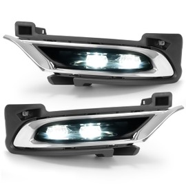 HECASA Pair LED Fog Light&Bezel&Molding Compatible with 2015-2024 Chrysler 300 Replacement for CH2592154 CH2593154 CH1038172 CH1039172 Fog Lamp Assembly Clear Lens Black Housing Driver&Passenger Side
