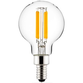 Sunlite 80789-SU LED G16.5 G16 1/2 Filament Style Globe Light Bulb, 5 Watts (60W Equivalent), 500 lumens, Dimmable, Candelabra Base (E12), UL Listed, 5000K Super White, 1 Count