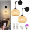 Vitnucrol Battery Operated Wall Sconce Set of Two, Bamboo Rechargeable